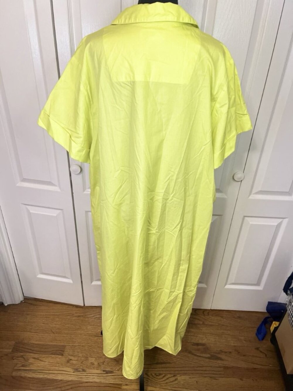 Banana Republic Cotton Tab Poplin Trapeze Maxi Shirt Dress Sz XXL Collared Yello - Picture 7 of 11